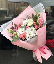 Букет цветов из:  Розы, Лизиантусы и Хризантемы в Майском Пермский край